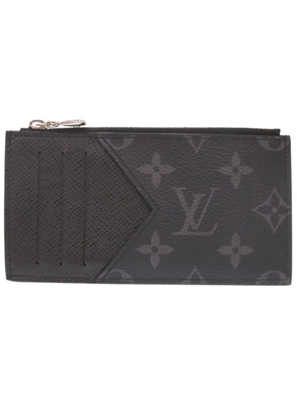 Louis Vuitton Coin Card Holder Taigarama Monogram Eclipse Taiga IC Black Case